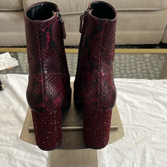 Never Worn Michael Kors 3 1/4” high heel boots with zipper- burgundy/ black col. - Picture 5 of 7